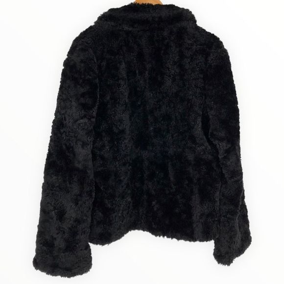 90’s/Y2K Vintage Teddy Faux Fur Black Long Sleeve Jacket Coat Rhinestone Button - Picture 9 of 11